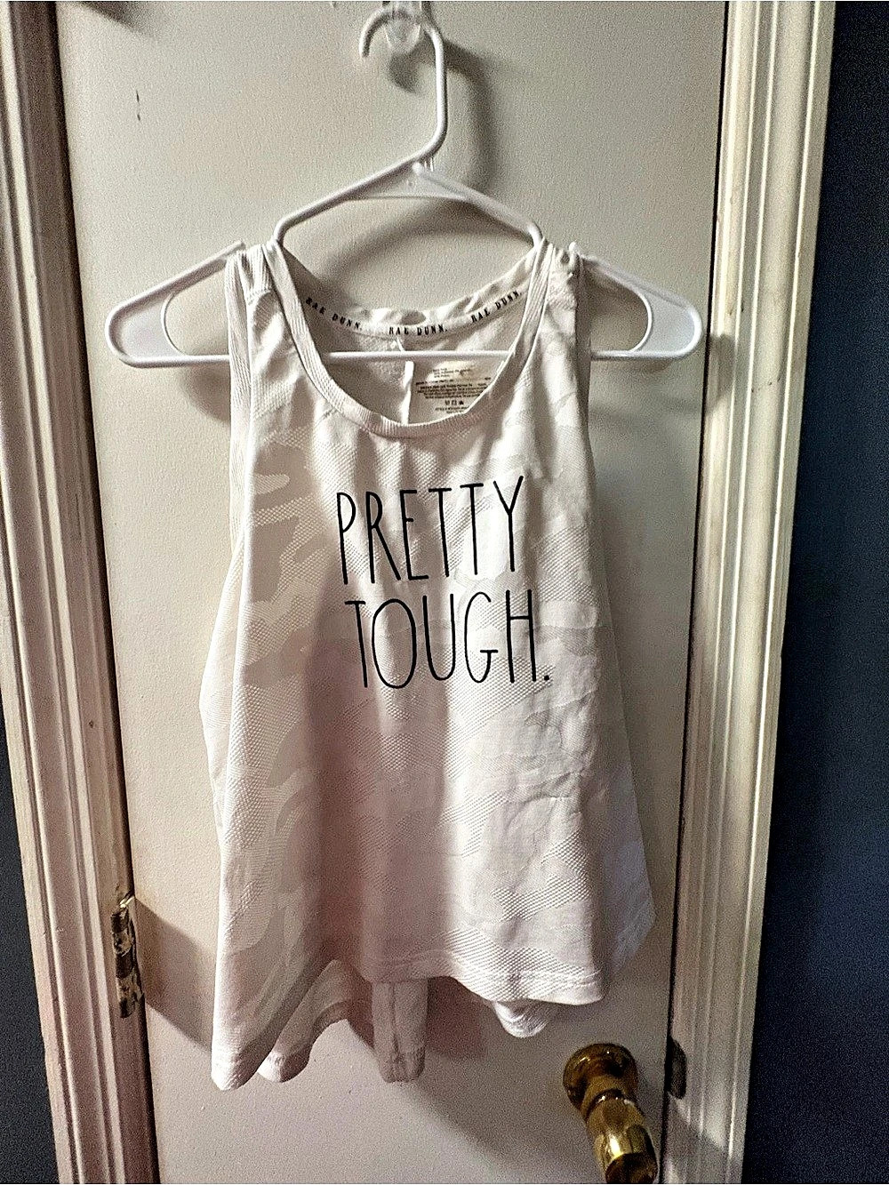 Rae Dunn Pretty Tough Tank Top White Tank Top size M